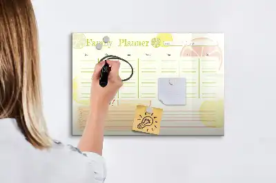 Pizarra magnética de pared con rotulador y diseño de planificador familiar