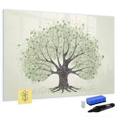 Pizarra de cristal borrable con imanes diseño de gran árbol de la naturaleza