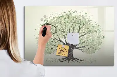 Pizarra de cristal borrable con imanes diseño de gran árbol de la naturaleza