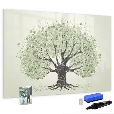 Pizarra de cristal borrable con imanes diseño de gran árbol de la naturaleza