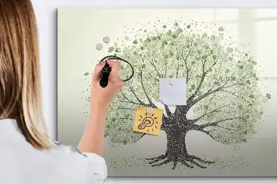 Pizarra de cristal borrable con imanes diseño de gran árbol de la naturaleza