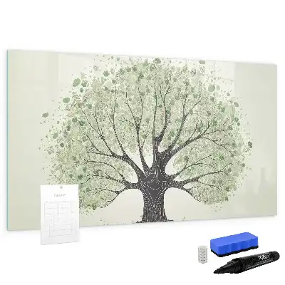 Pizarra de cristal borrable con imanes diseño de gran árbol de la naturaleza
