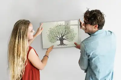 Pizarra de cristal borrable con imanes diseño de gran árbol de la naturaleza