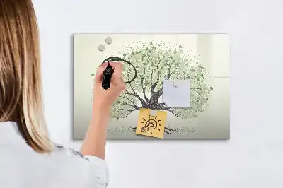 Pizarra de cristal borrable con imanes diseño de gran árbol de la naturaleza