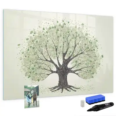 Pizarra de cristal borrable con imanes diseño de gran árbol de la naturaleza