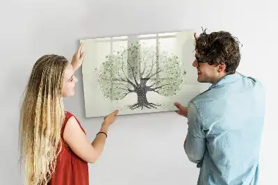Pizarra de cristal borrable con imanes diseño de gran árbol de la naturaleza