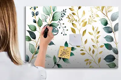 Pizarra magnética de pared con rotulador con diseño de patrón de hojas de plantas