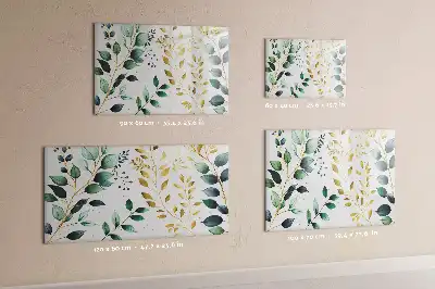 Pizarra magnética de pared con rotulador con diseño de patrón de hojas de plantas