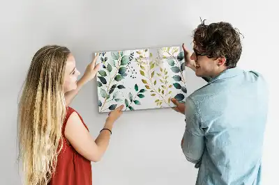 Pizarra magnética de pared con rotulador con diseño de patrón de hojas de plantas