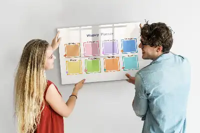 Pizarra borrable de cristal con imanes planificador semanal