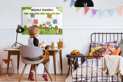 Pizarra magnética de pared con diseño de horario de clases y rotulador