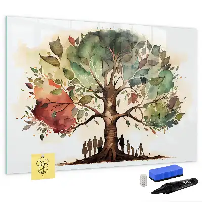Pizarra borrable de cristal con imanes diseño de árbol genealógico