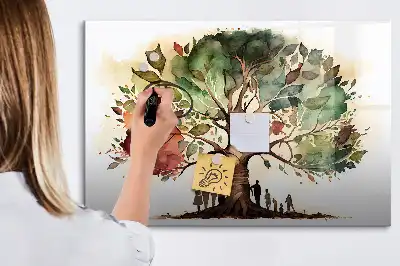 Pizarra borrable de cristal con imanes diseño de árbol genealógico