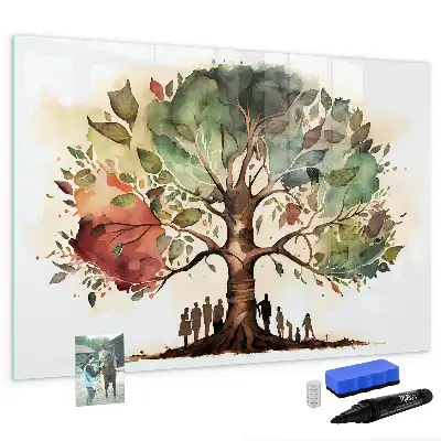 Pizarra borrable de cristal con imanes diseño de árbol genealógico