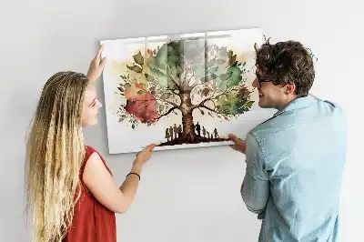 Pizarra borrable de cristal con imanes diseño de árbol genealógico