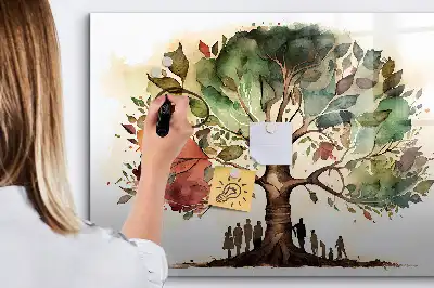 Pizarra borrable de cristal con imanes diseño de árbol genealógico