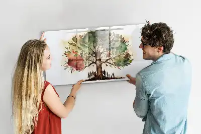 Pizarra borrable de cristal con imanes diseño de árbol genealógico