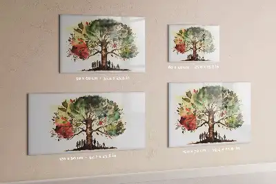 Pizarra borrable de cristal con imanes diseño de árbol genealógico