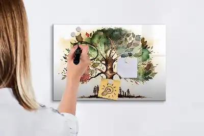 Pizarra borrable de cristal con imanes diseño de árbol genealógico