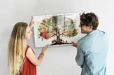 Pizarra borrable de cristal con imanes diseño de árbol genealógico