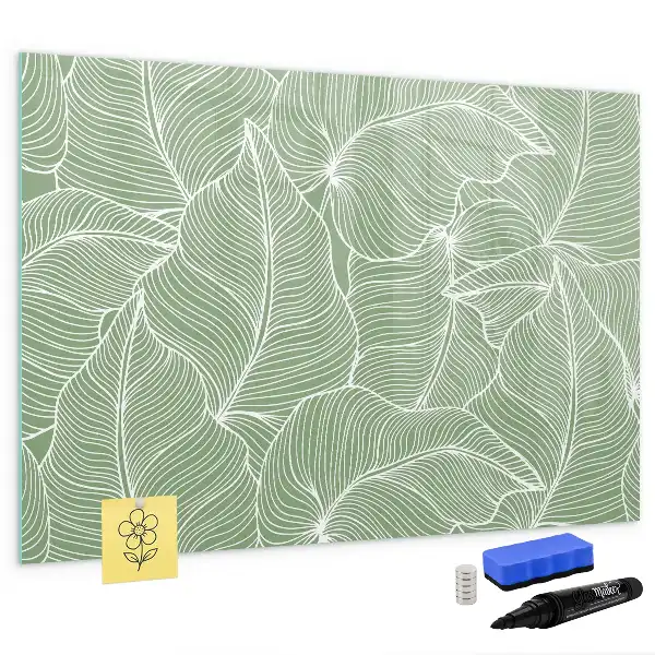 Pizarra magnética de pared con diseño de patrón con hojas y rotulador