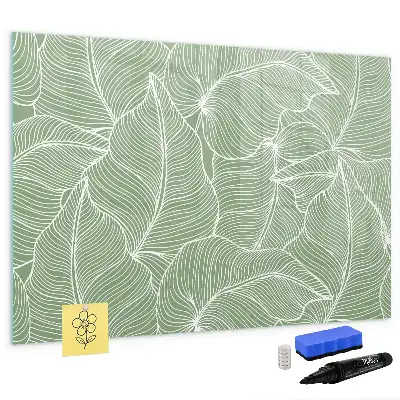 Pizarra magnética de pared con diseño de patrón con hojas y rotulador