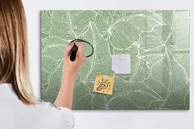 Pizarra magnética de pared con diseño de patrón con hojas y rotulador