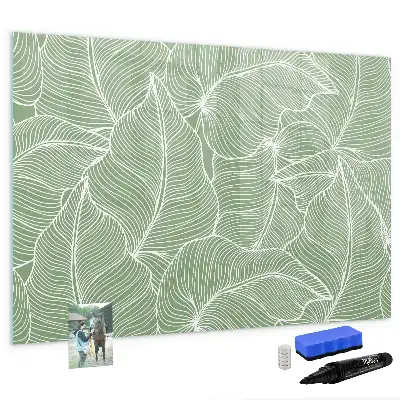 Pizarra magnética de pared con diseño de patrón con hojas y rotulador