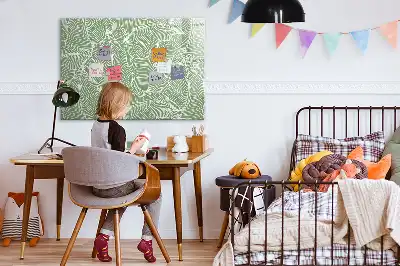 Pizarra magnética de pared con diseño de patrón con hojas y rotulador
