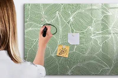 Pizarra magnética de pared con diseño de patrón con hojas y rotulador