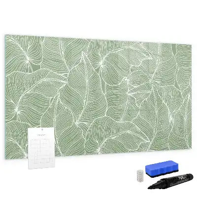 Pizarra magnética de pared con diseño de patrón con hojas y rotulador