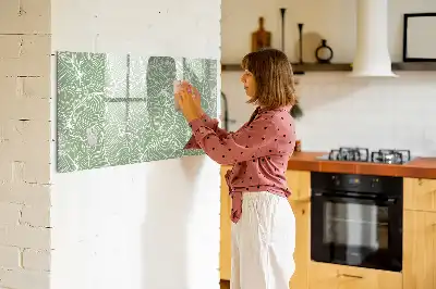Pizarra magnética de pared con diseño de patrón con hojas y rotulador