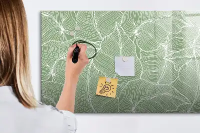 Pizarra magnética de pared con diseño de patrón con hojas y rotulador