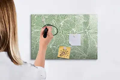 Pizarra magnética de pared con diseño de patrón con hojas y rotulador