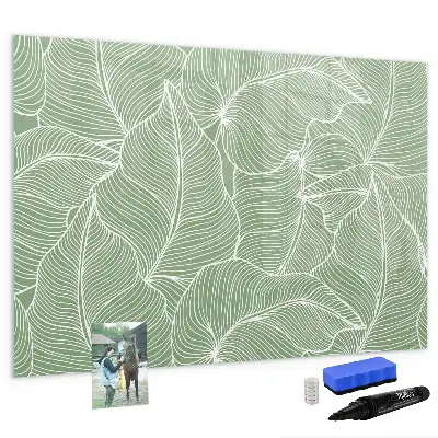 Pizarra magnética de pared con diseño de patrón con hojas y rotulador