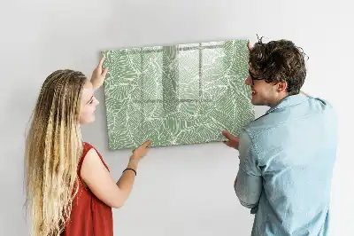 Pizarra magnética de pared con diseño de patrón con hojas y rotulador