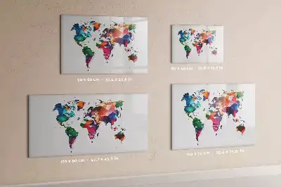 Mapa del mundo de triángulos pizarra magnética de pared con rotulador