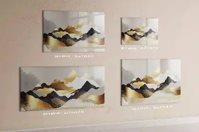 Pizarra magnética de pared con diseño de abstracción de montañas y rotulador incluido