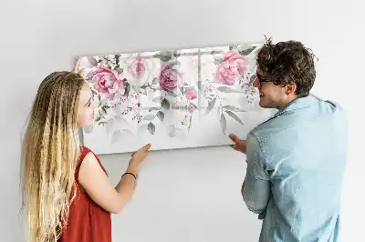 Pizarra de cristal magnética borrable diseño de rosas en acuarela