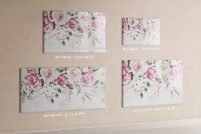 Pizarra de cristal magnética borrable diseño de rosas en acuarela