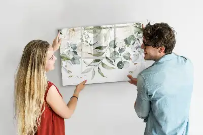 Pizarra borrable de cristal con imanes diseño naturaleza
