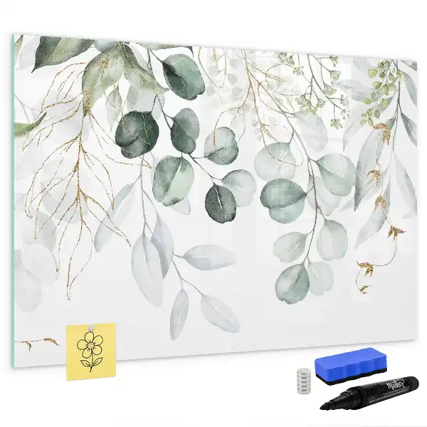 Pizarra magnética de pared con rotulador y diseño de plantas colgantes