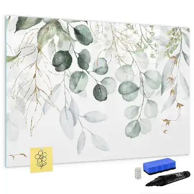 Pizarra magnética de pared con rotulador y diseño de plantas colgantes