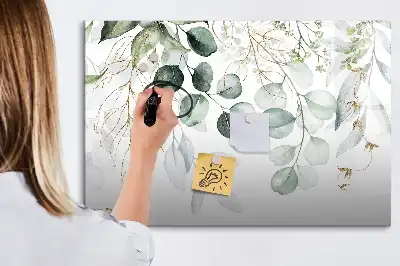 Pizarra magnética de pared con rotulador y diseño de plantas colgantes