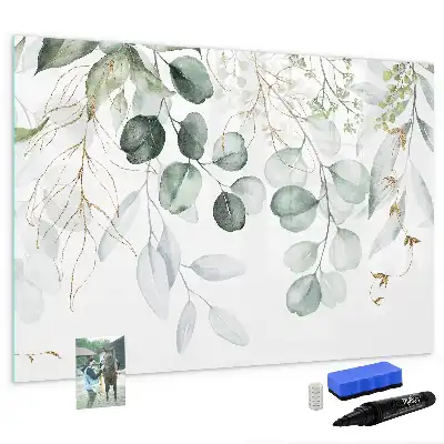 Pizarra magnética de pared con rotulador y diseño de plantas colgantes