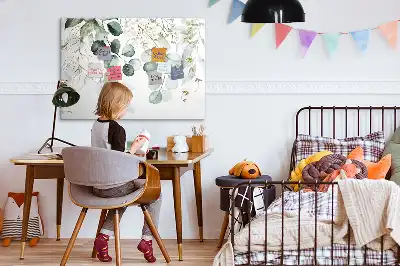 Pizarra magnética de pared con rotulador y diseño de plantas colgantes
