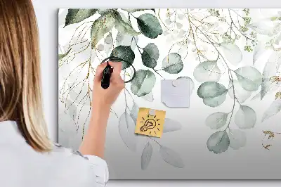 Pizarra magnética de pared con rotulador y diseño de plantas colgantes