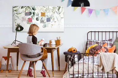 Pizarra magnética de pared con rotulador y diseño de plantas colgantes