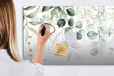 Pizarra magnética de pared con rotulador y diseño de plantas colgantes