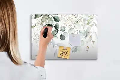 Pizarra magnética de pared con rotulador y diseño de plantas colgantes